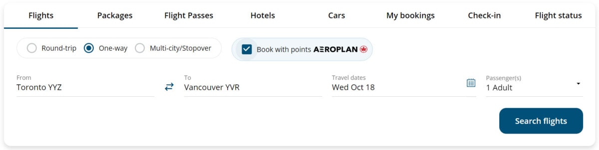Aeroplan business class booking